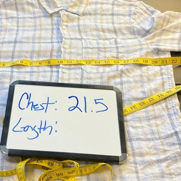 Magaschoni Man Neutral Check Linen Blend Casual Button Down Size M - Picture 8 of 9